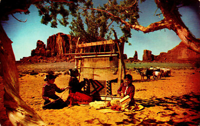 Rug Weaving in Monument Valley Northern Arizona Unposted Chrome Postcard