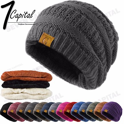 Women#x27;s Men Knit Slouchy Baggy Beanie Oversize Winter Hat Ski Fleece Slouchy Cap