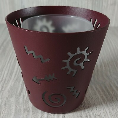 #ad Partylite Votive Designer Table Top Decorative Maroon Candle Holder New Cut Outs