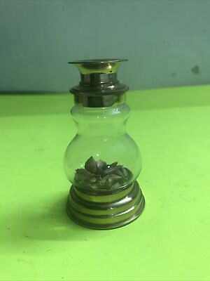 #ad Authentic Van Cort Victorian Viewing Jar Brass Magnifying Top amp; Blown Glass VTG