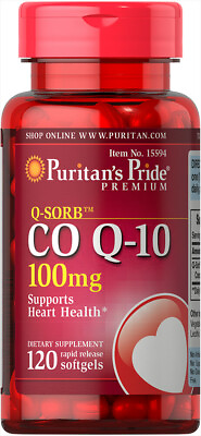 Puritan#x27;s Pride Q SORB Co Q 10 100 mg 120 Rapid Release Softgels