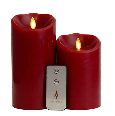#ad Luminara Flameless Moving Flicker Led Candles Cinnamon Scented Set of 2 Wine Red