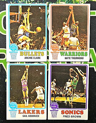 #ad 1973 74 Topps 4 Card Vintage Basketball Lot w Nate Thurmond 3 EX NRMT Nice