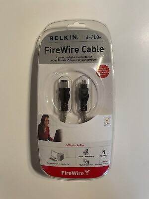 Belkin 6 Foot 1.8 Meter 6 Pin to 4 Pin Fire Wire Cable NEW