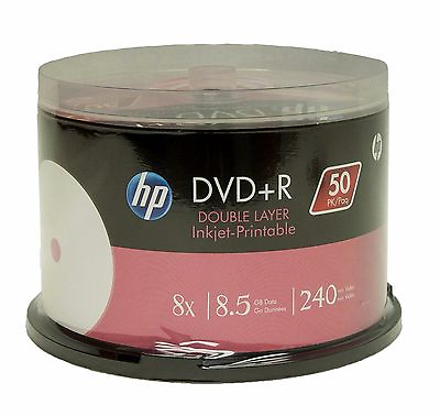 50 HP White Inkject Printable DVDR DL 8X 8.5GB 240 minute New free shipping