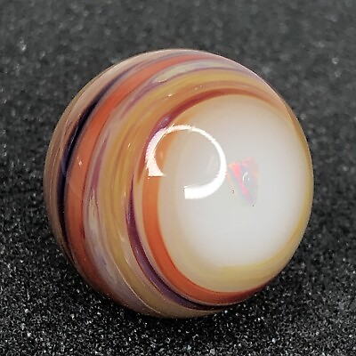 Contemporary Handmade Glass Art Marble 1.07quot; Multicolor Surface W Gilson Opal