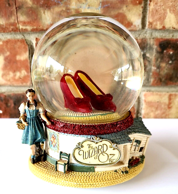 Vintage San Francisco Music Box Wizard of OZ Ruby Red Slippers Snow Globe 1999