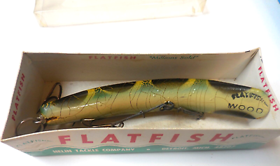 #ad Vintage FLATFISH Wood Fishing Lure Antique Tackle Box Bait 6quot;