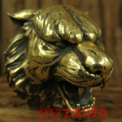 Solid Brass Cast quot; Tiger head quot; Desk table Decoration figurine statue Z465