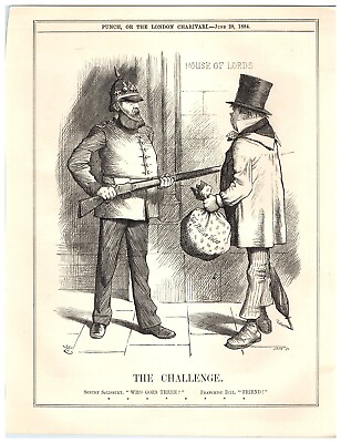 1884 Gascoyne Cecil Guarding House of Lords w Martini Henry Rifle Punch Cartoon