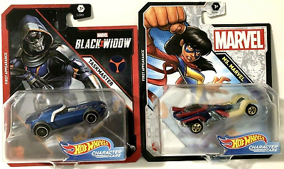 #ad Hot Wheels Marvel Black Widow Taskmaster Ms Marvel 1st Appearance Cars Lot of 2
