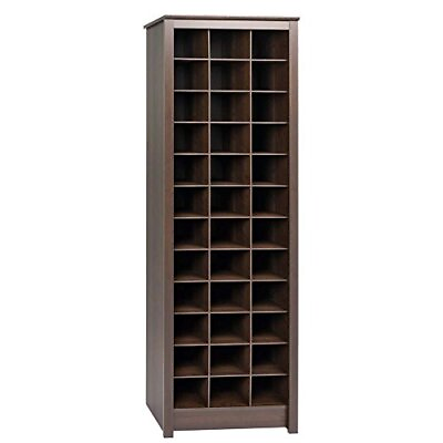 #ad Elegant Brown Shoe Storage Cabinet Space Saving Solution with Cubbies for 36...