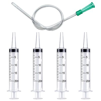 #ad 4pcs 20ml Plastic Syringes with 1pc 13inch Plastic Tubing Syringe for Liquid...