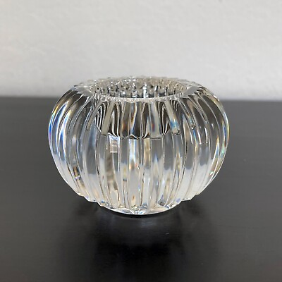 Waterford Crystal Round Ribbed Candle Votive Tea light Holder Signed