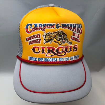 Carson amp; Barnes Circus Vintage Hat Cap SnapBack Trucker Mesh Rope Yellow Grey