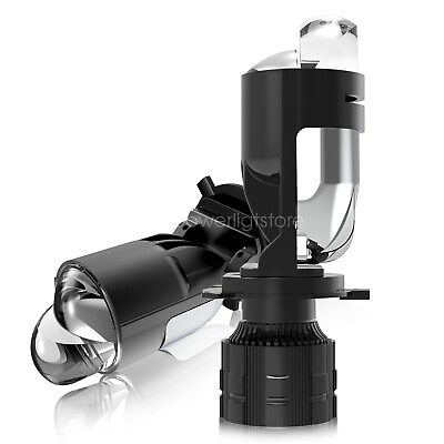 #ad 2pcs Mini Hyperboloid H4 Laser Bi LED Projector Lens Motoramp;Car Headlight Bulbs