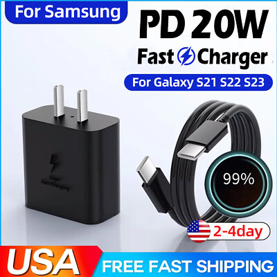 #ad 🤝45W Fast Charging USB Type C Wall Charger Cable For Samsung Galaxy S20 S22 21