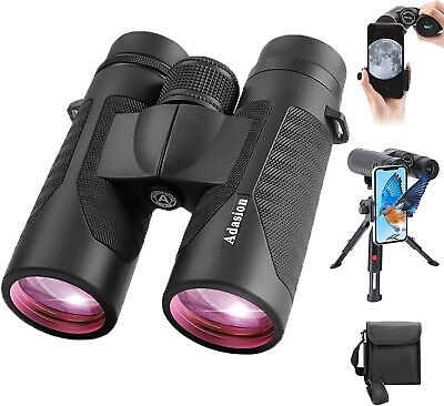 Adasion 12x42 Binoculars with Phone Adapter Black