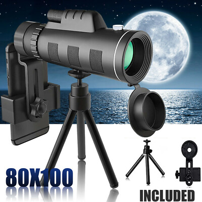 Day Night Vision 80x100 Zoom HD Monocular Starscope Monocular Telescope BAK4