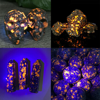 Natural ROUGH POLISHED Yooperlite Flame Fire Stone Crystal Halloween Kids Gift