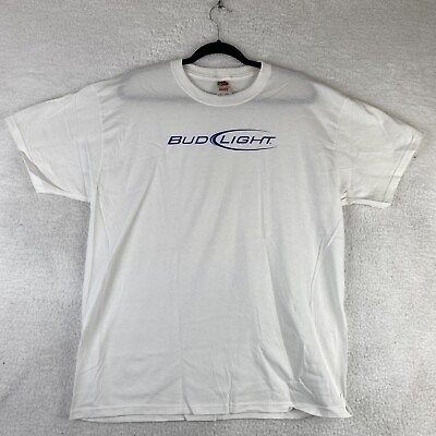 #ad Bud Light Promo Logo White T Shirt XL Beer Shirts Brand New Without Tags