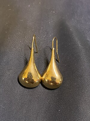 #ad VINTAGE SOLID BRASS DROP EARRINGS MADE IN USA 1.5”