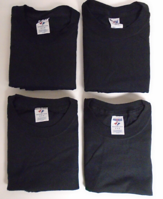 #ad 4 Pk Medium Black T Shirts Jerzees Men#x27;s Heavyweight 100% Pre Shrunk Cotton