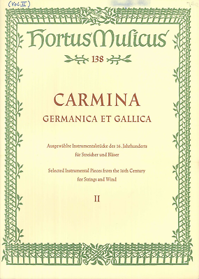#ad Carmina German French 16th Century Songbook Strings Winds Vol 2 1968 Brennecke