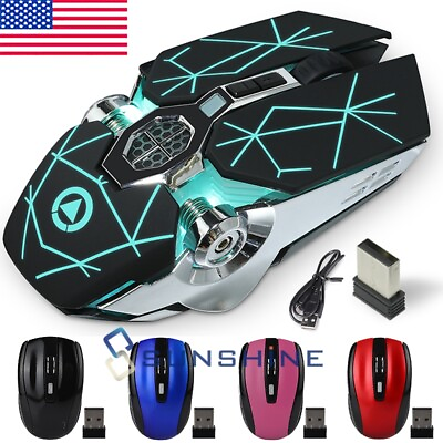 Cordless Rechargeable Battery Operated Gaming Mouse 2.4GHz Optical For PC Laptop