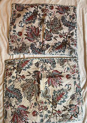 #ad 2 WAVERLY Pillow Shams sz full corded zip up reversible floral