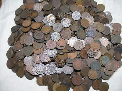 #ad 🔥OLD COIN SALE 840 INDIAN HEAD CENTS MIXED DATES 1859 1909 BELOW AVERAGE LOT🔥