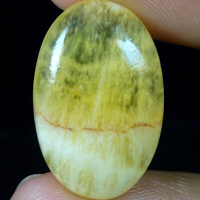 #ad 100% Natural Yellow Lace Agate Oval Cab Loose Gemstones 24.45Cts. 27x 27x 05mm