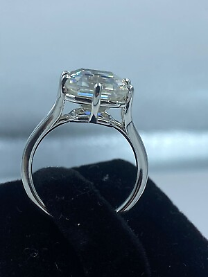 #ad RARE 5.50 ct Off White Asscher Diamond Solitaire ring 925 Silver All Sizes