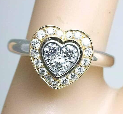 #ad PICCHIOTTI Italy 0.52ct Diamond 18k White Gold and Rose Gold Heart Ring
