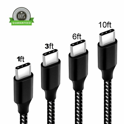 Braided USB C Type C Fast Charging Data SYNC Charger Cable Cord 1 3 6 10FT LONG