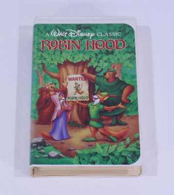 #ad VTG VHS Walt Disney Black Diamond Classic Robin Hood Family Movie Animation