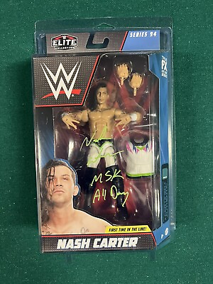 #ad Autographed WWE Elite Nash Carter MSK All Day Green Defender Signed NXT Mattel