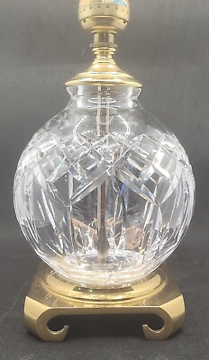 Vintage Waterford Lismore Crystal Table Lamp Solid Brass Footed Base etched