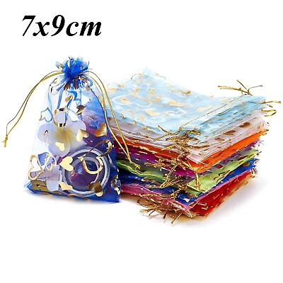 100pcs Drawstrings Organza Pouch Jewelry Packaging Candy Bag Wedding Bags Gifts