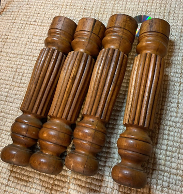 #ad Antique OAK Wood Wooden Turned Table Legs Large Extra Wide 24quot; T x 4.75quot; Dia