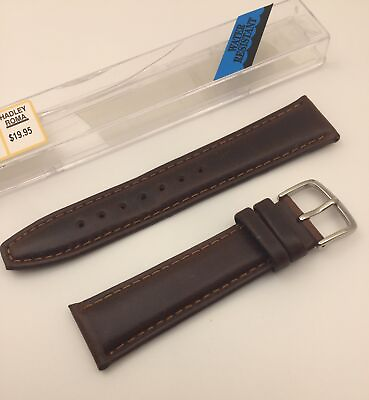 #ad Hadley Roma Men Oil Tan Leather MS881 20mm 20R Fine Quality Brown Watch Band