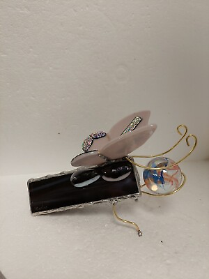 Stained Glass and Fused Glass pink butterfly marblescope marble scope