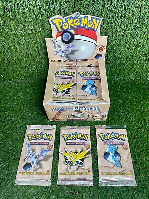 #ad BOX BREAK FRESH Pokemon 1st Edition Fossil Booster Pack FACTORY SEALED WOTC
