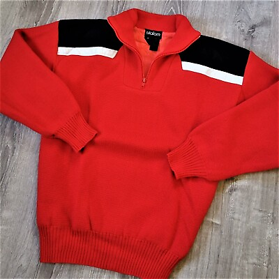 #ad Vintage 70s 80s Slalom Wool Knit Ski Sweater Vtg Downhill Colorblock Pullover L