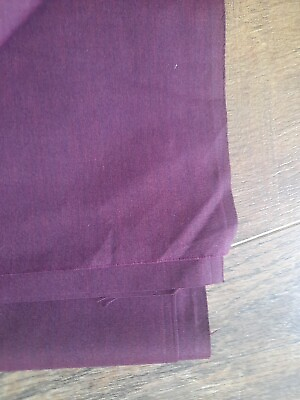 #ad Vintage Solid Color Cotton Fabric 44quot; X 106quot; Burgundy Wine Plum Red 2 Yards