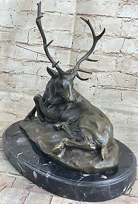 Elk Deer Stag Buck Hunter Wildlife Art Mountain Lodge Cabin Bronze Marble Sale