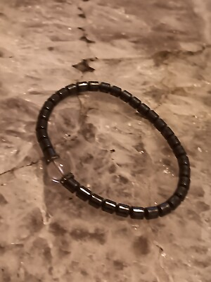 #ad Black Beads Bracelet With Clear Accent Bead