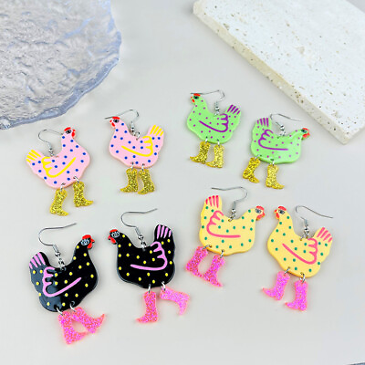 #ad Fashion Acrylic Cock Chicken Hook Earrings Drop Dangle for Women Party Jewellery