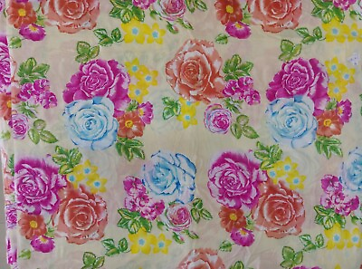 #ad Cotton Voile Fabric Floral Multi color Print Quality 80x72 42quot; Width 4 Yards