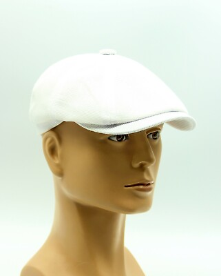 Summer men#x27;s baker boy cap trendy linen sun newsboy hat slouchy for spring white